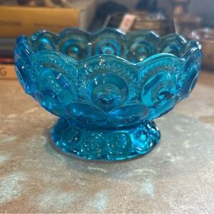 LE Smith Mid Century Blue Star and Moon Compote / Candy Pedestal Dish / Bowl